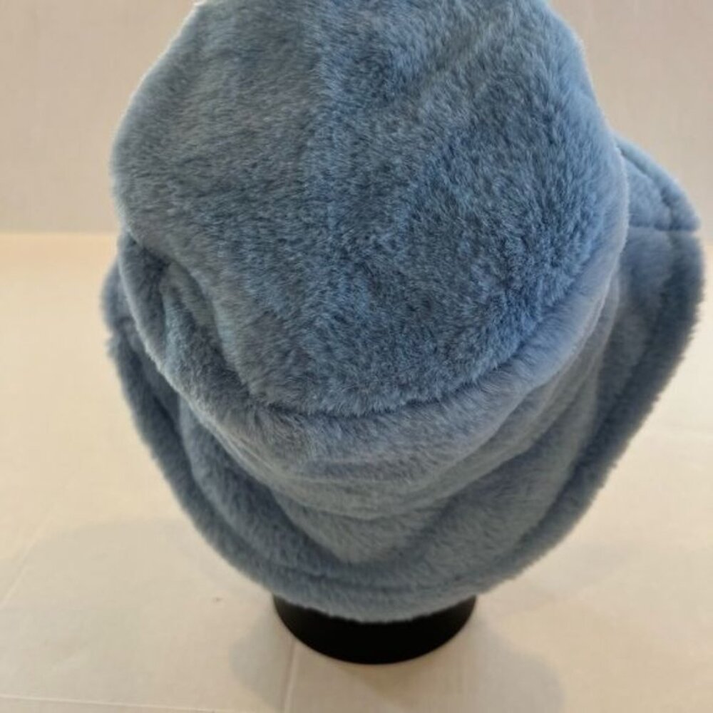 Faux Fur Women’s Bucket Hat Blue Adjustable Boho Retro Streetwear - Picture 6 of 9